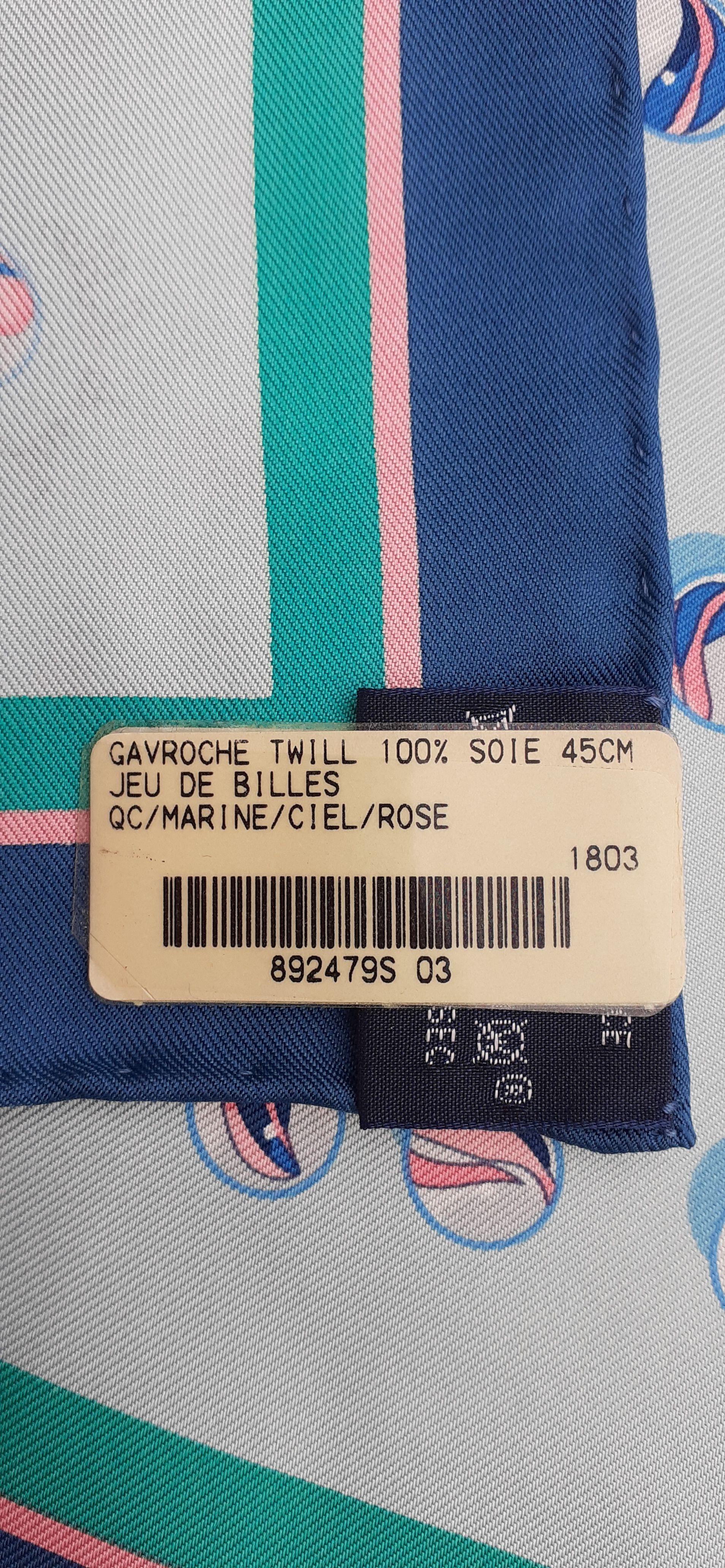 Hermès Gavroche Small Silk Scarf Pocket Square Jeu de Billes Marbles 42 cm For Sale 3