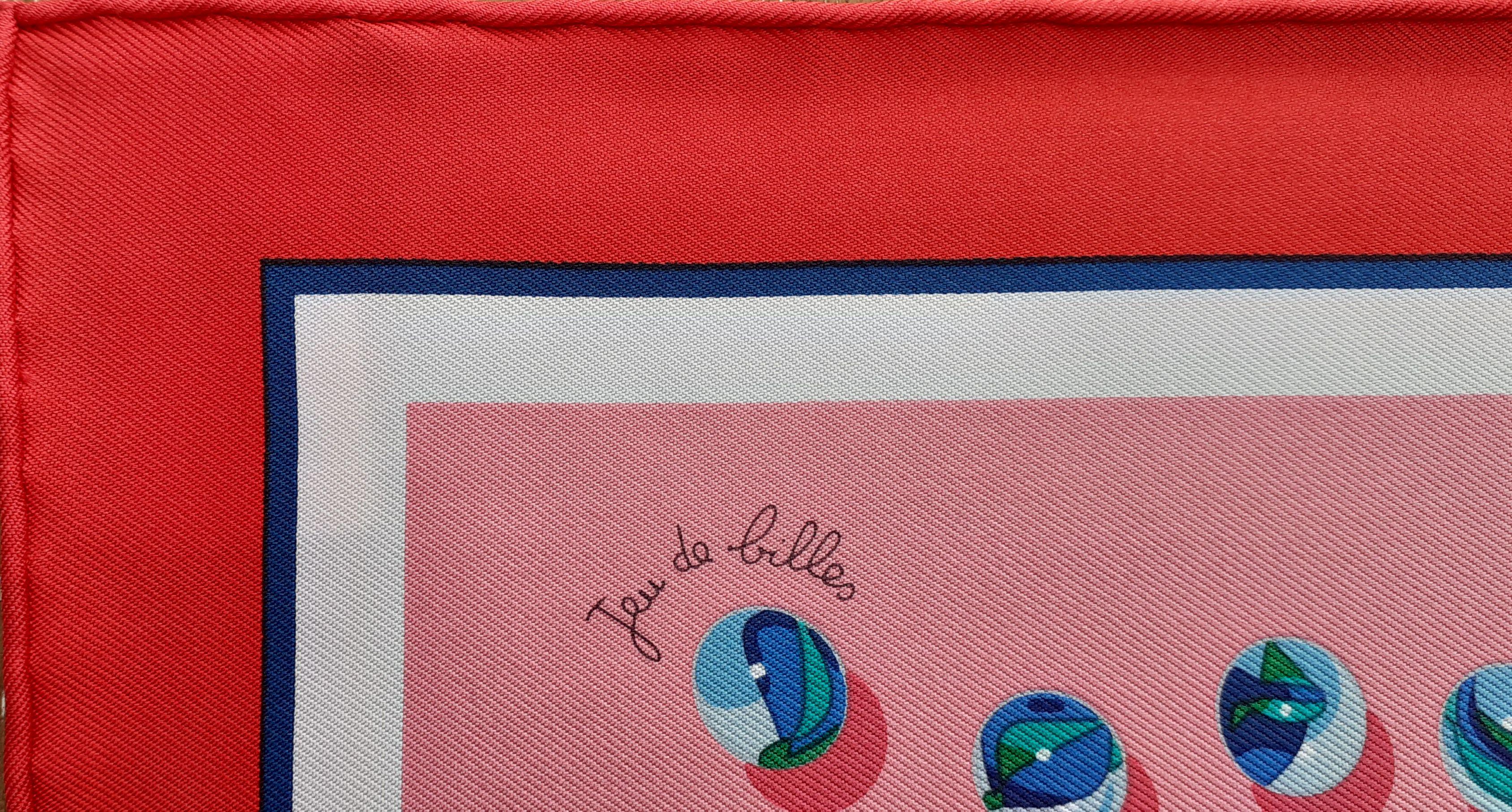 Hermès Gavroche Small Silk Scarf Pocket Square Jeu de Billes Marbles 42 cm For Sale 1