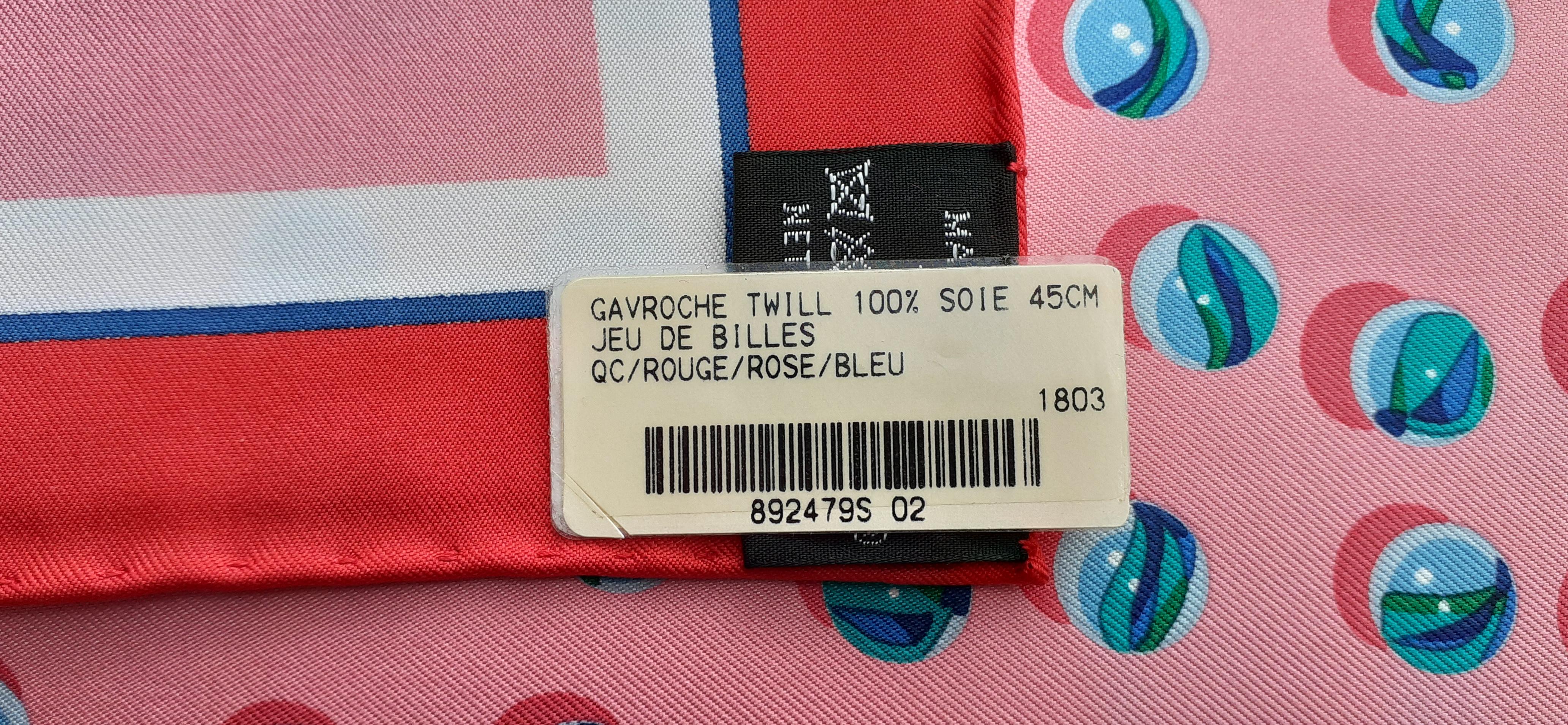 Hermès Gavroche Small Silk Scarf Pocket Square Jeu de Billes Marbles 42 cm For Sale 3