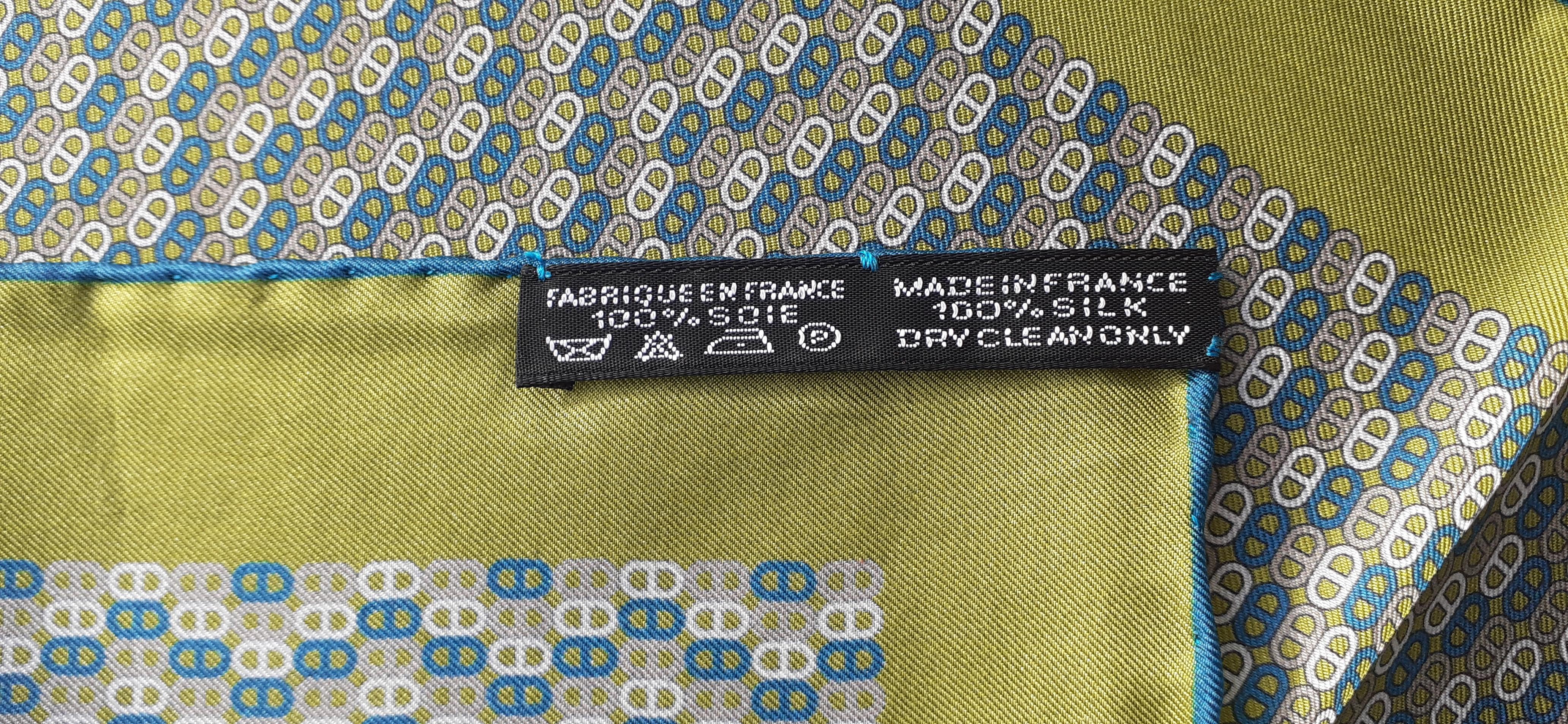 Hermès Gavroche Small Silk Scarf Pocket Square Chaine d'Ancre Print 1