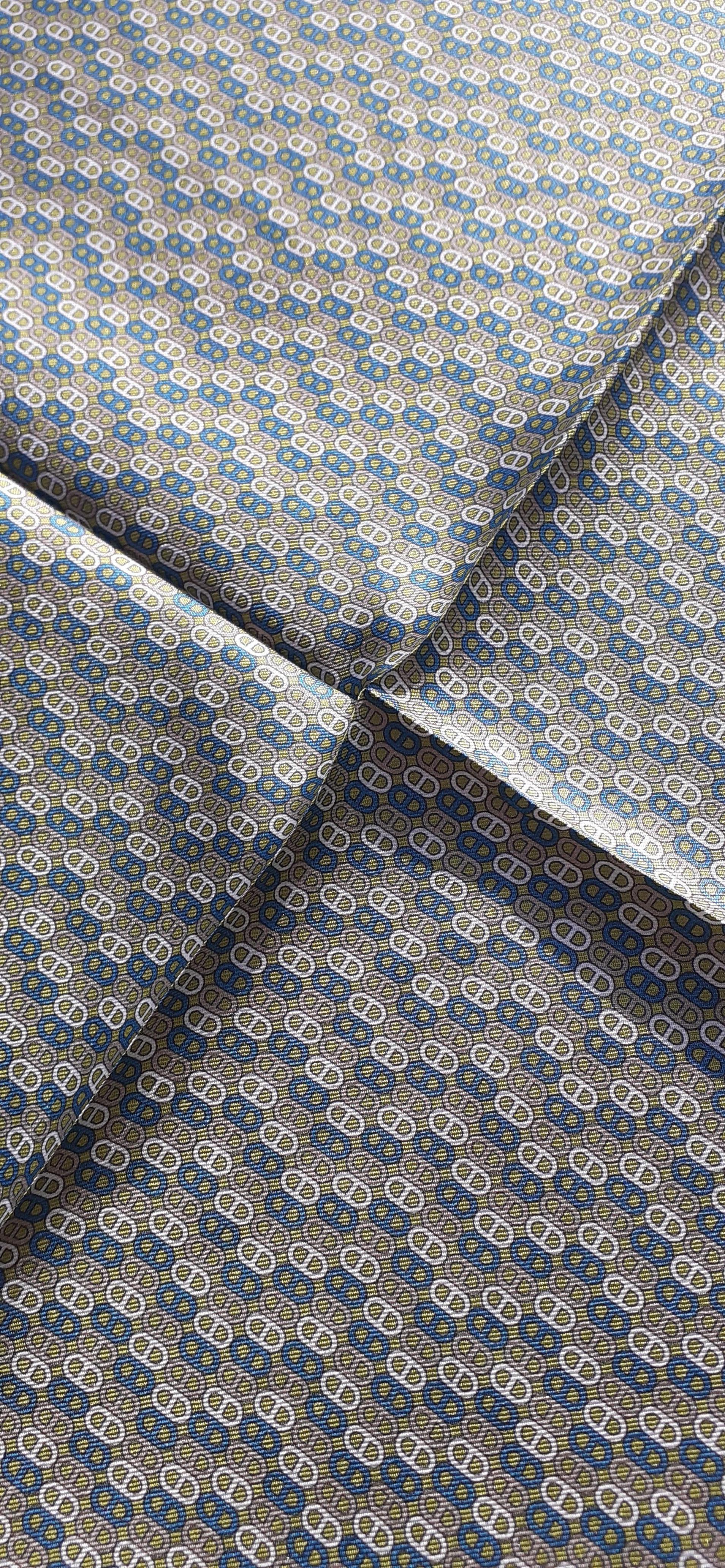 Hermès Gavroche Small Silk Scarf Pocket Square Chaine d'Ancre Print 3