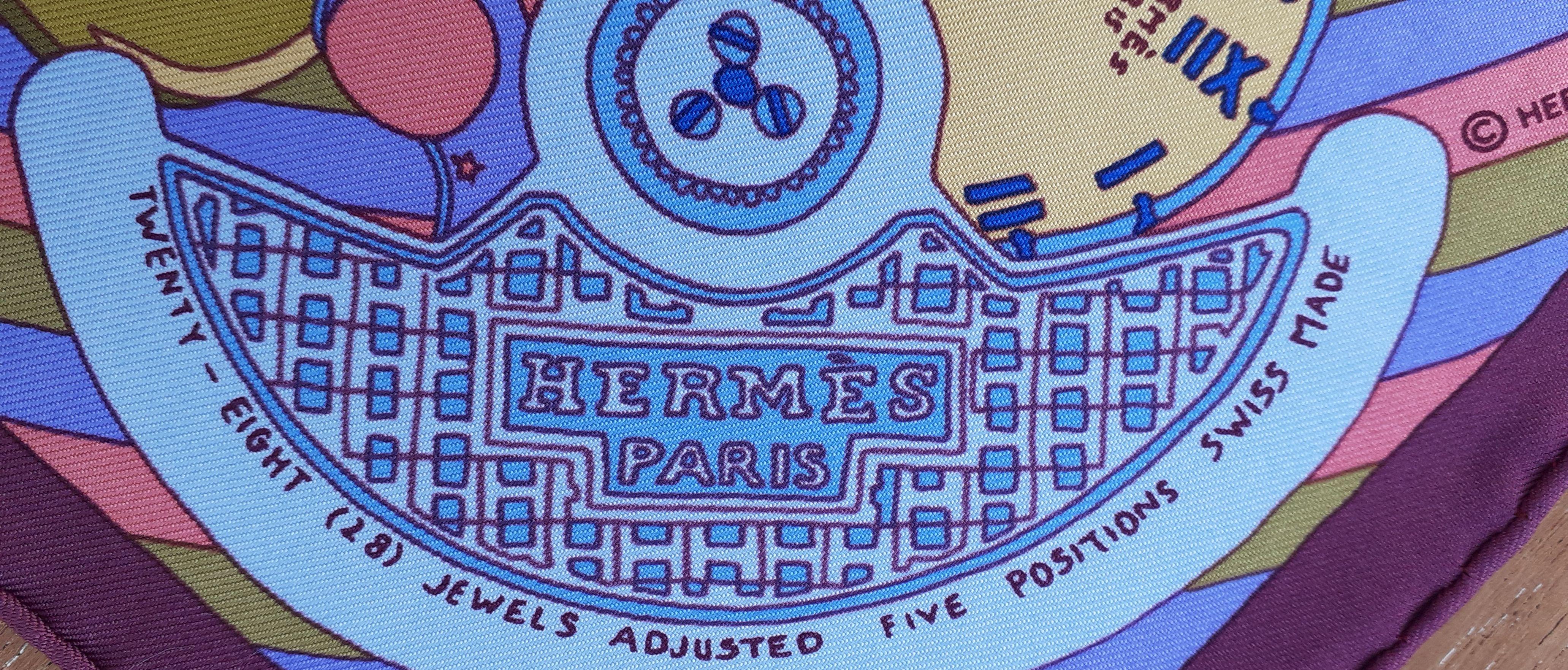 Hermès Gavroche Kleiner Seidenschal Einstecktuch Monsieur Montres Pierre Marie im Angebot 4