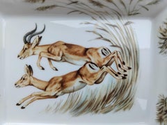 Hermès Gazelles Cigar Ashtray Change Tray Africa Kenya Porcelain Gold