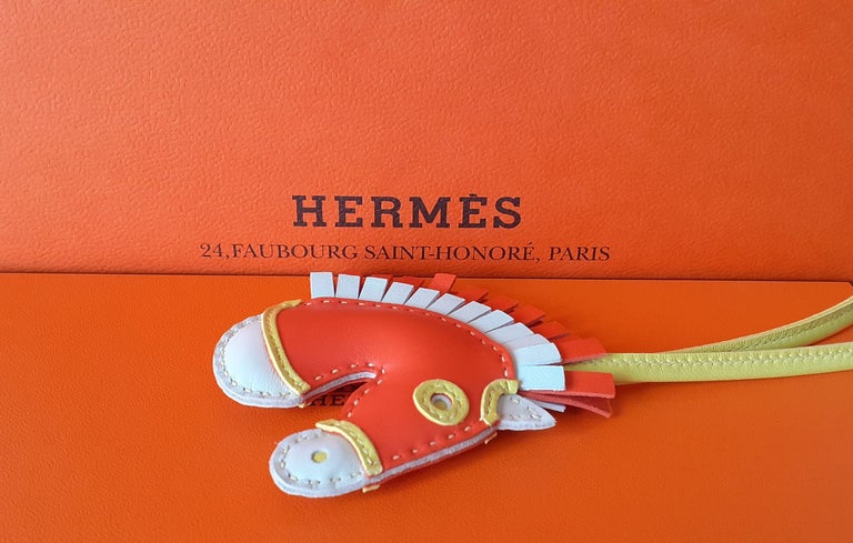 HERMES bag charm Gee Gee Camaiueul horse Lime Lambskin Authentic