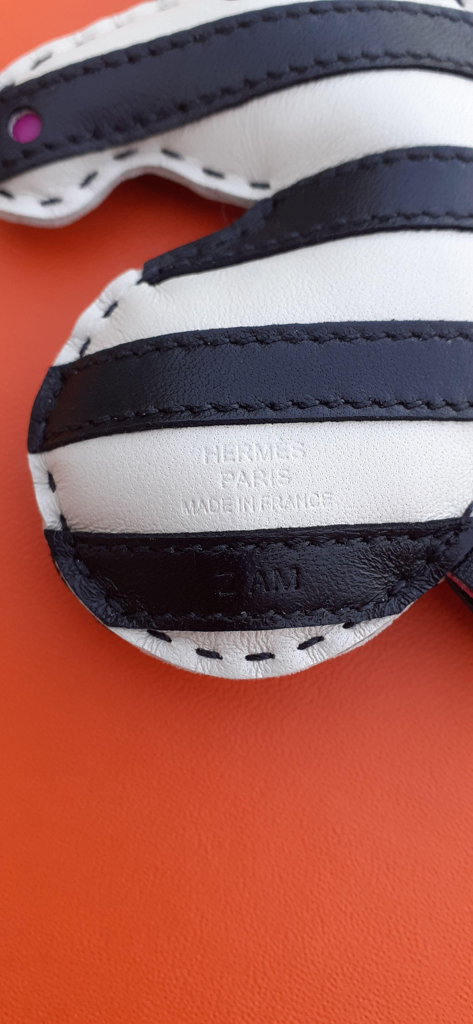 Hermès Geegee Savannah Zebra Charme für Birkin Kelly Craie Noir Rose Pourpre im Angebot 1