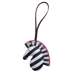 Hermès Geegee Savannah Zebra Charme für Birkin Kelly Craie Noir Rose Pourpre
