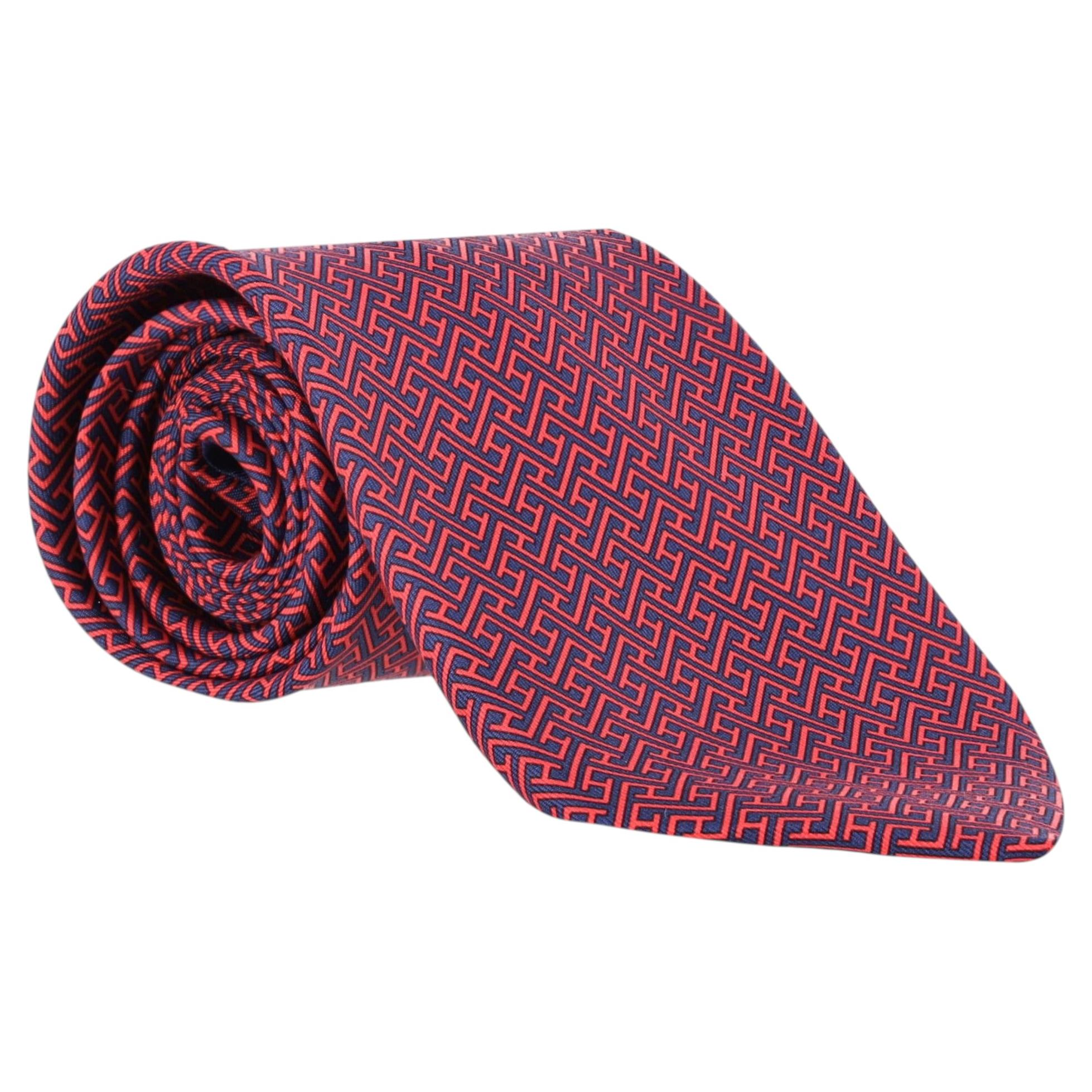 Corbata de seda Hermes Geometric - Circuit Pattern en venta