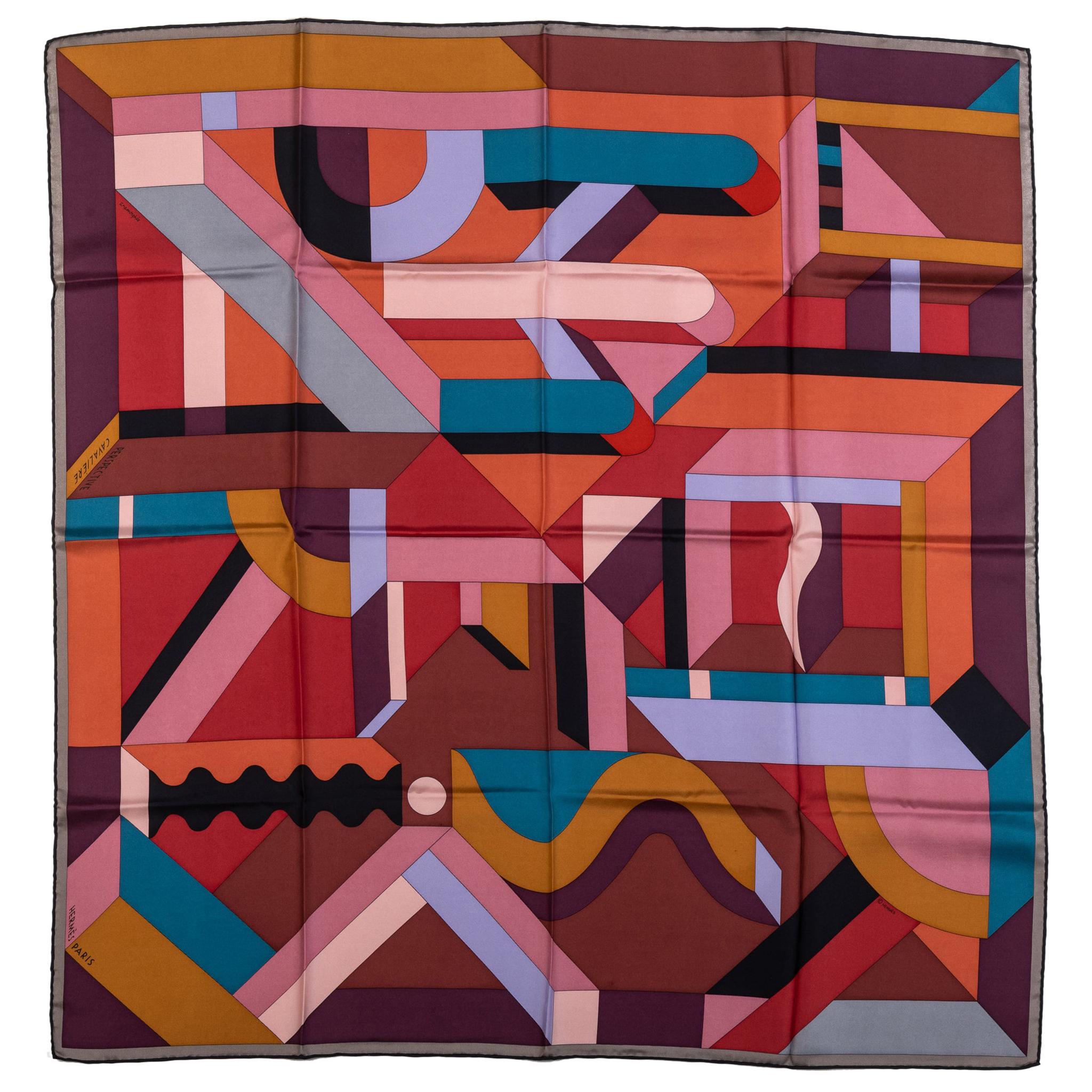 Hermes Geometric Multicolor Silk Scarf