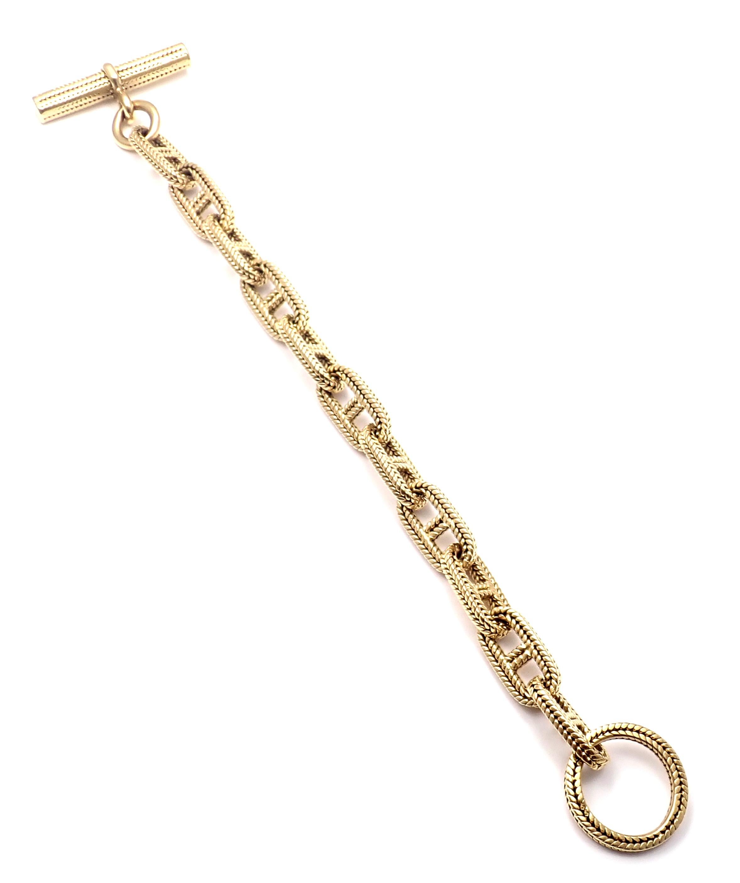 Hermes George L'Enfant Chain d'Ancre Yellow Gold Link Toggle Bracelet In Excellent Condition In Holland, PA