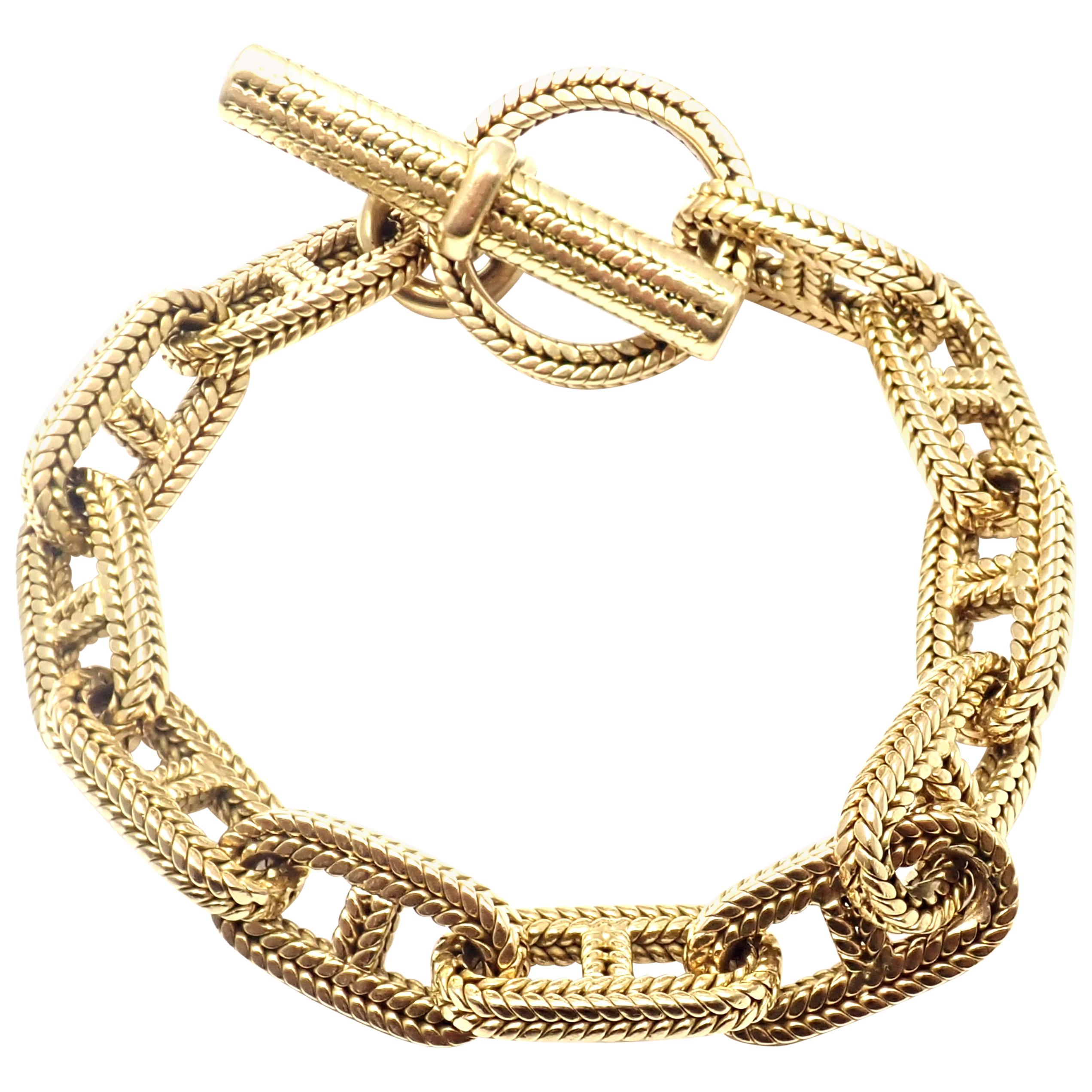 Hermes George L'Enfant Chain d'Ancre Yellow Gold Link Toggle Bracelet