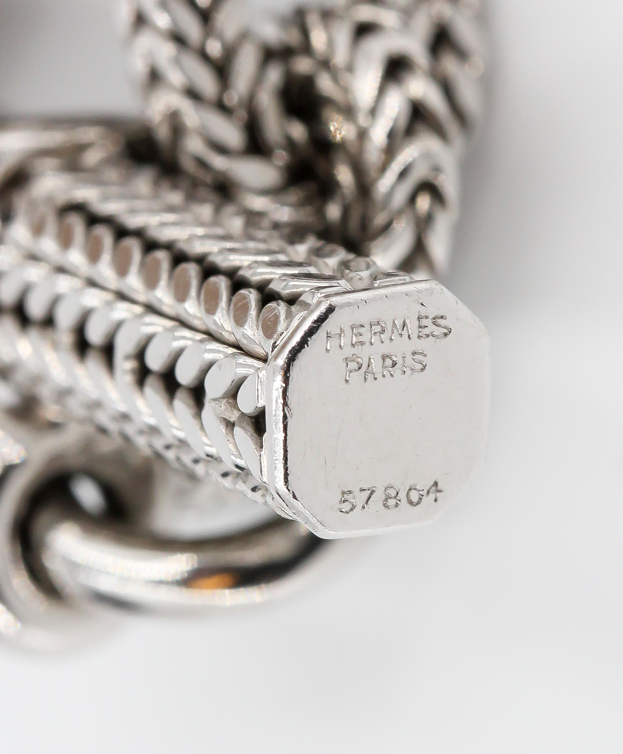 Hermès George L'Enfant White Gold Chaine D' Ancre Tresse Braided Link Bracelet In Excellent Condition In New York City, NY