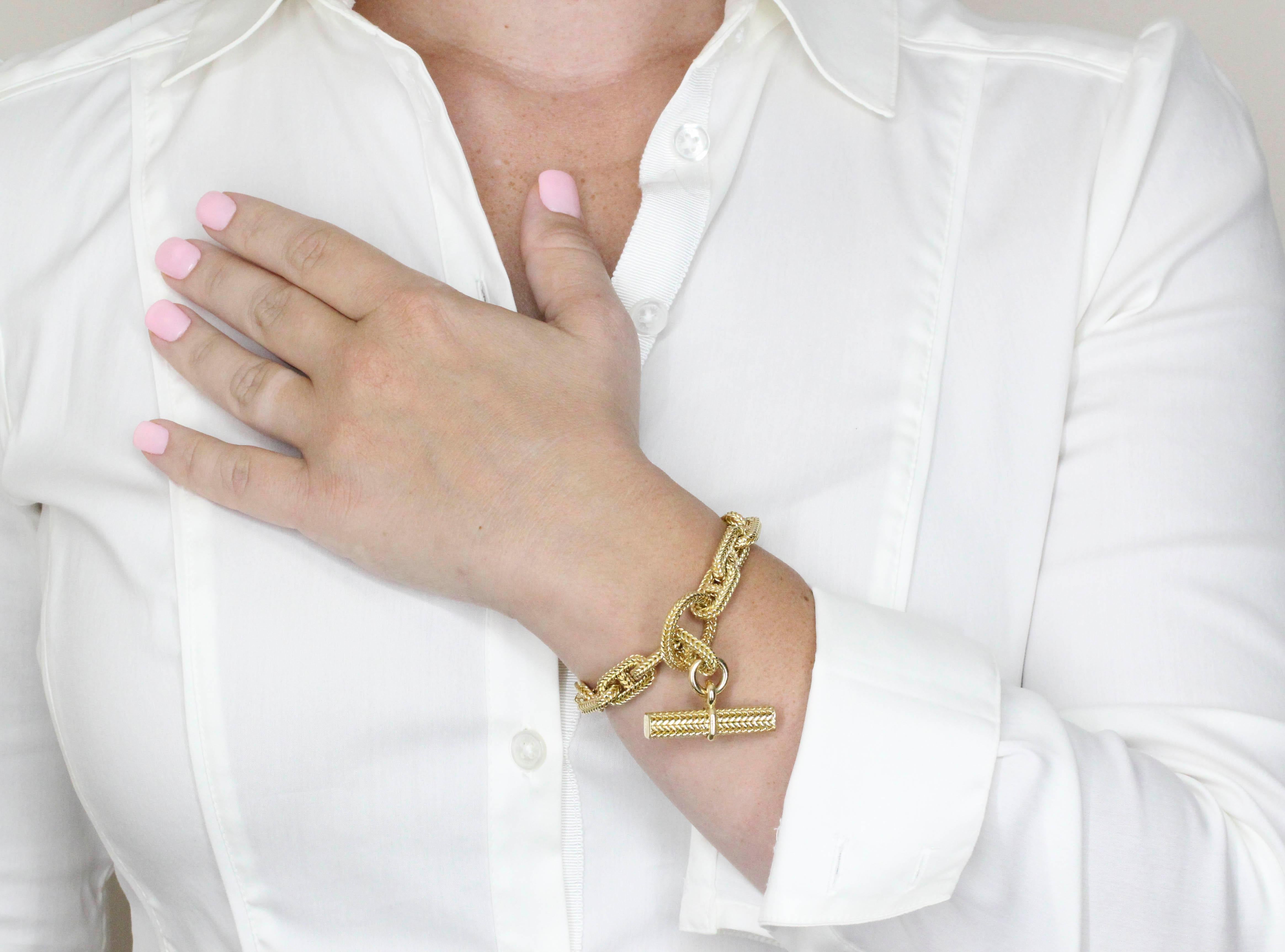Women's Hermès George L'Enfant Yellow Gold Chaine D' Ancre Tresse Braided Link Bracelet