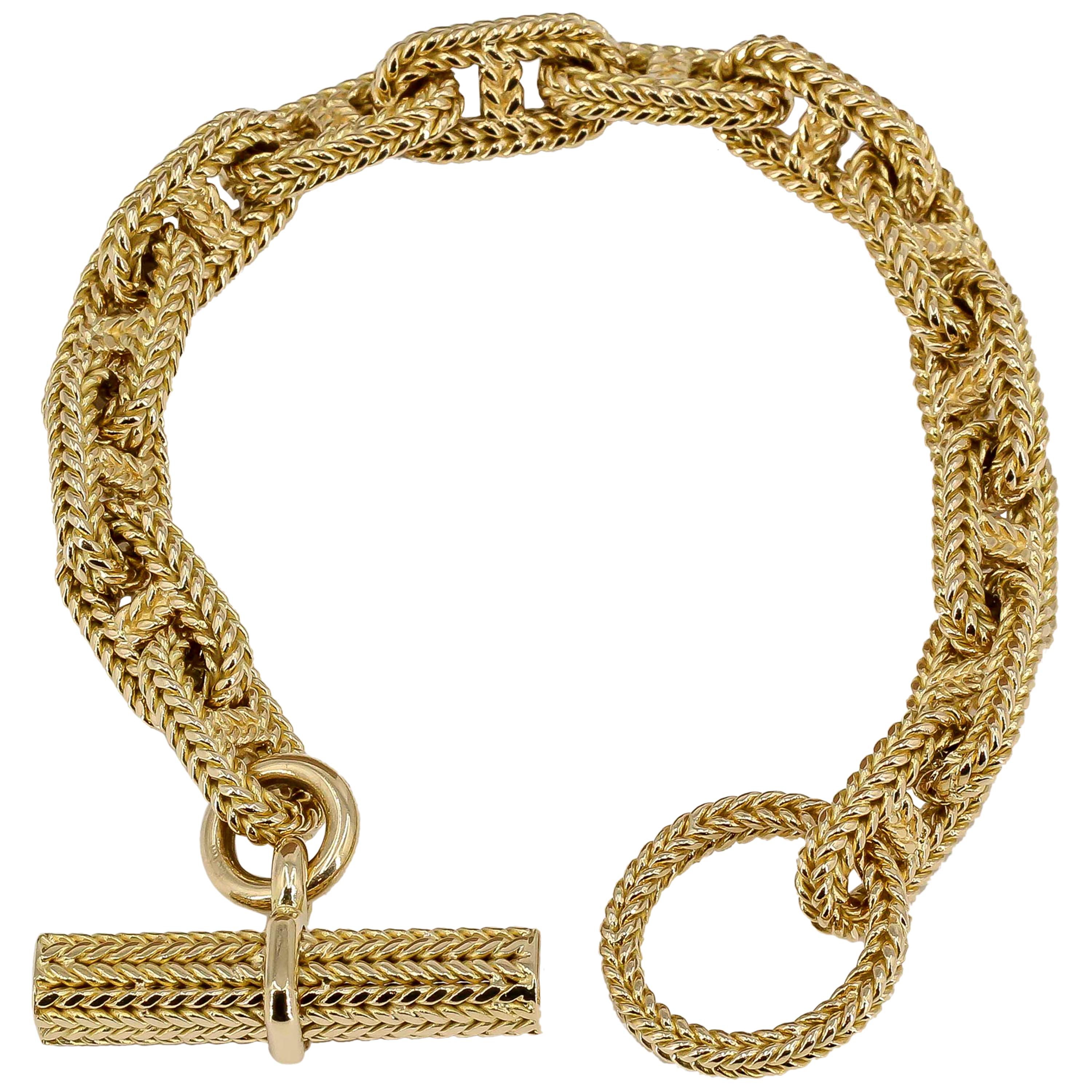 Hermès George L'Enfant Yellow Gold Chaine D' Ancre Tresse Braided Link Bracelet