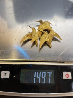 HERMES GEORGES LENFANT 18k Yellow Gold & Sapphire Birds Clip Brooch Vintage