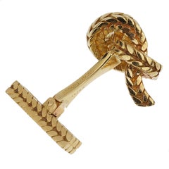 Hermes Georges Lenfant Braided Knot 18k Yellow Gold Cufflinks