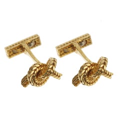 Hermes Georges Lenfant Braided Knot 18k Yellow Gold Cufflinks