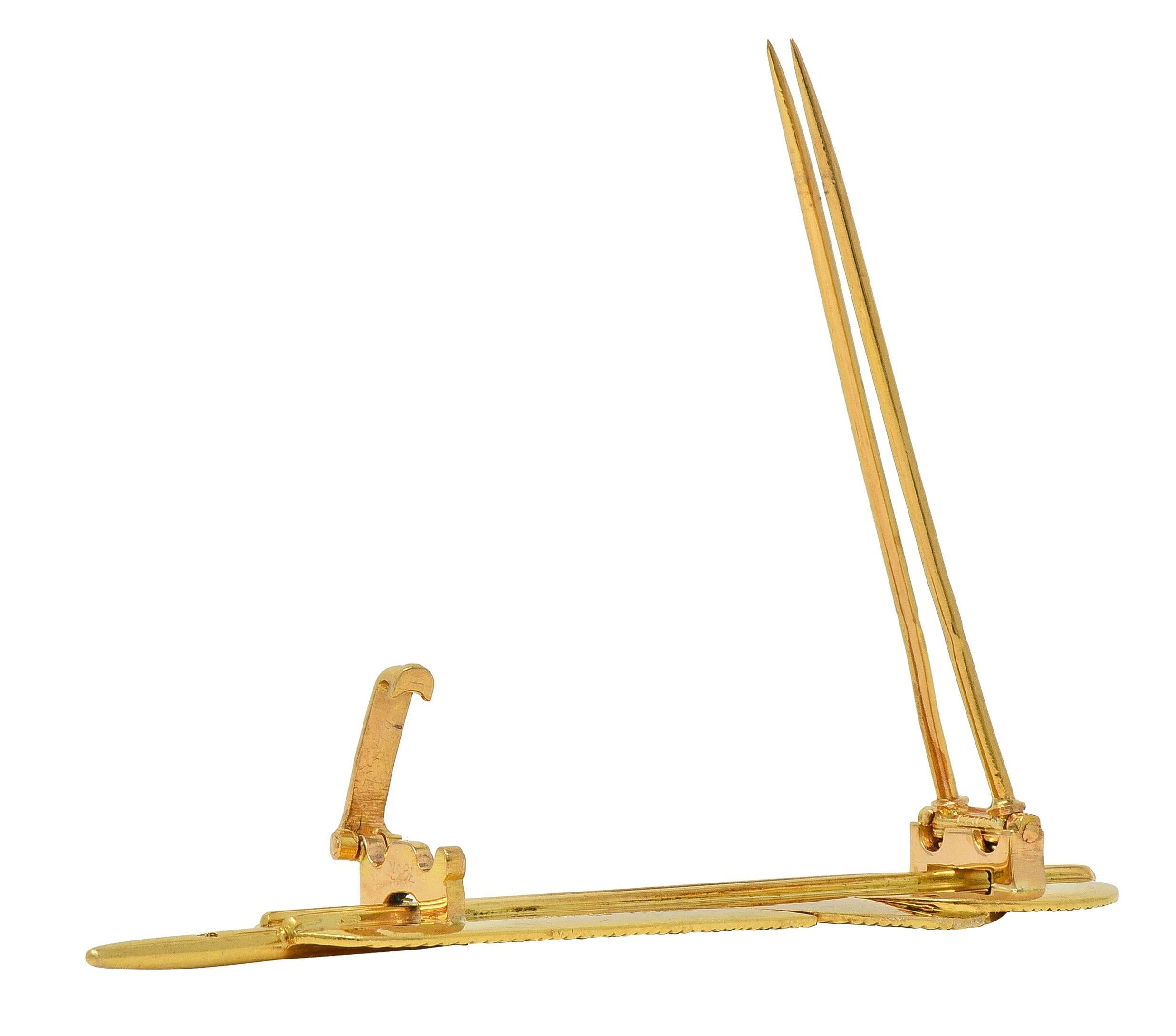 Hermés Georges L'Enfant Broche de plumas vintage de oro amarillo de 18 quilates de los años 60 franceses en venta 4