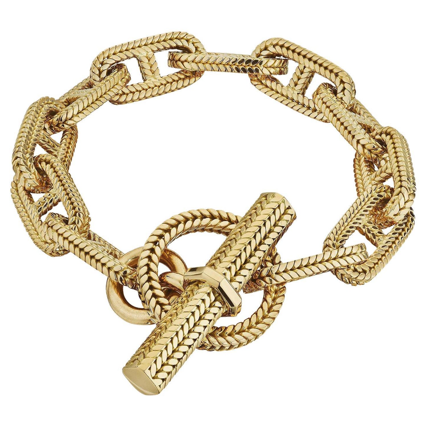 Hermes Georges L'Enfant Paris Large Chaine d'Ancre Gold Toggle Link Bracelet  at 1stDibs