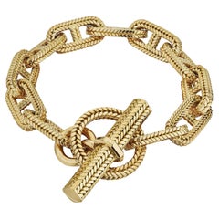 Vintage Hermes Georges L'Enfant Paris Large Chaine d'Ancre Gold Toggle Link Bracelet