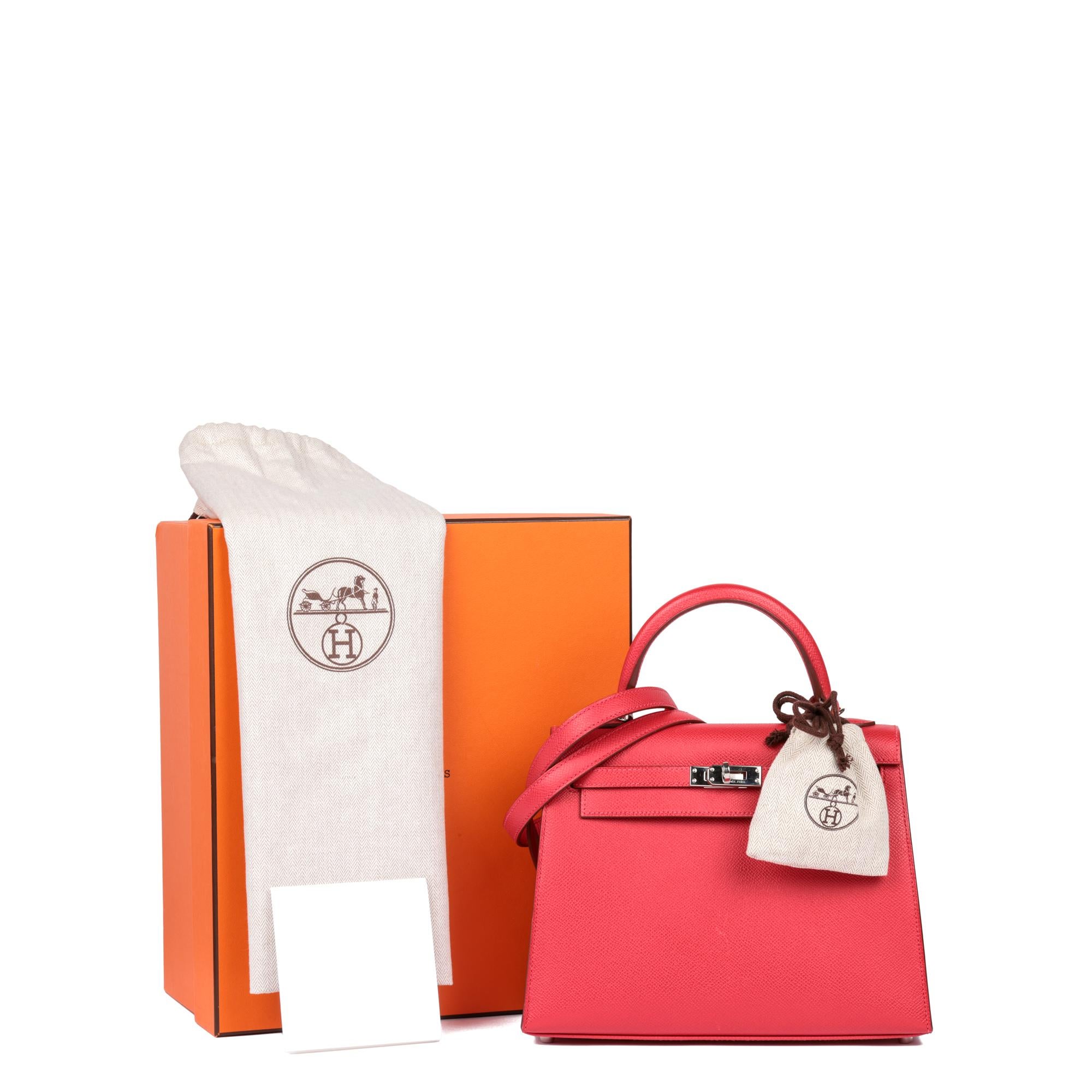 Hermès Kelly 25cm Sellier en cuir d'epsom au géranium en vente 6