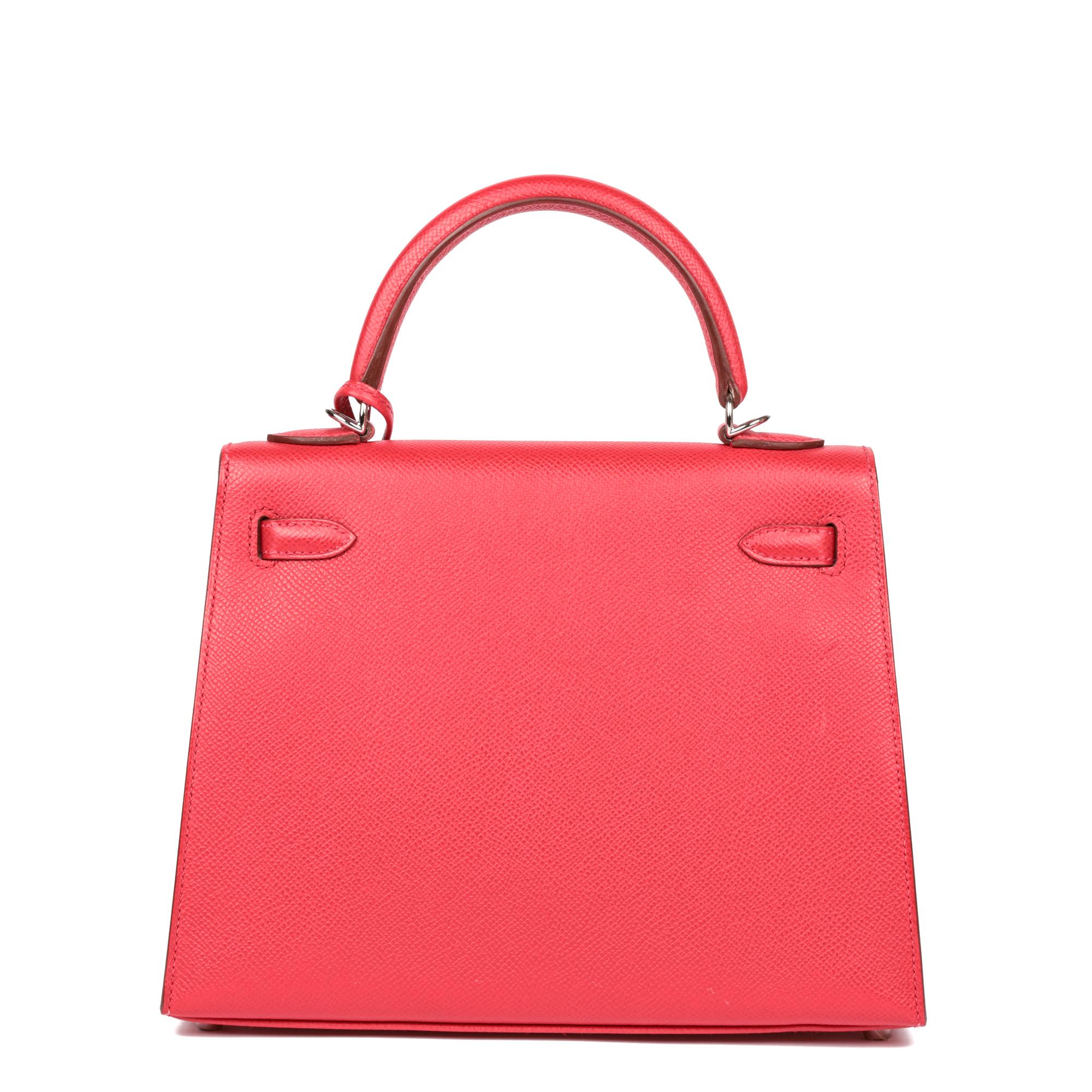 Hermès Kelly 25cm Sellier en cuir d'epsom au géranium Pour femmes en vente