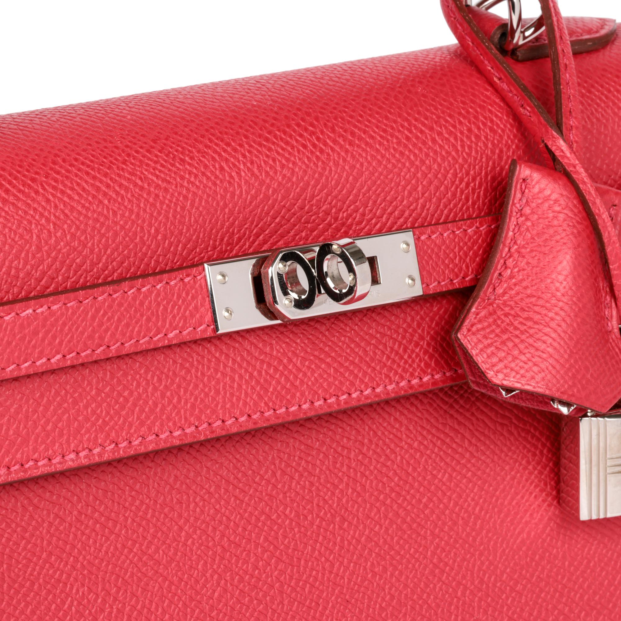 Hermès Kelly 25cm Sellier en cuir d'epsom au géranium en vente 2