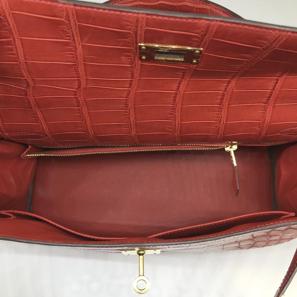 Hermès Geranium Matte Alligator 32cm Kelly Retourne Bag 4