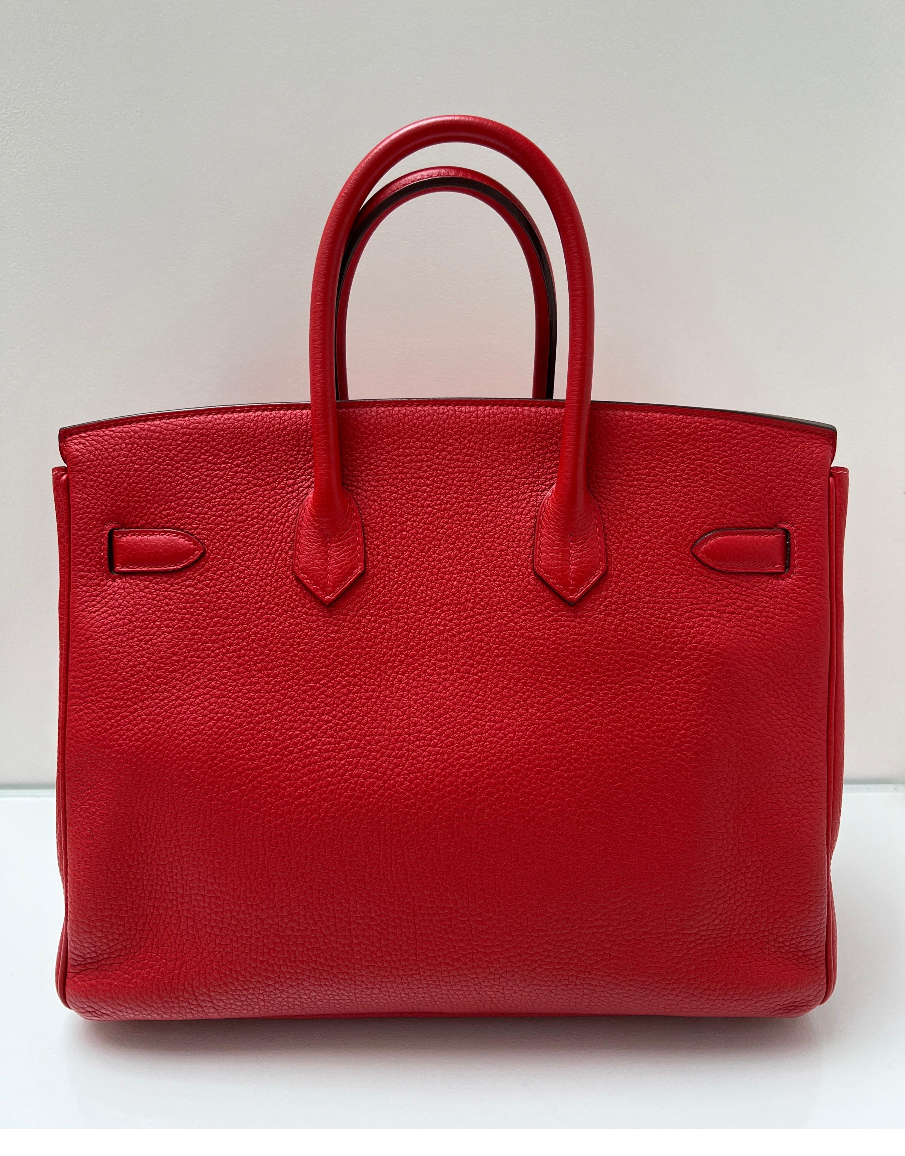 Hermes Geranium Red Birkin 35 Bag In Excellent Condition In Athens, GA
