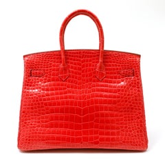Hermès Geranium Red Porosus Crocodile 35cm Birkin