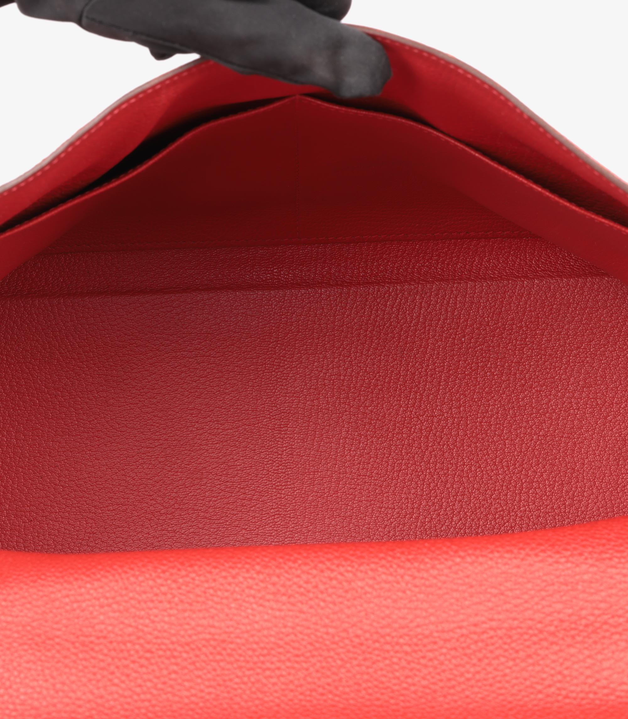 Kelly de piel de togo Hermès Geranio 35cm Retourne en venta 4