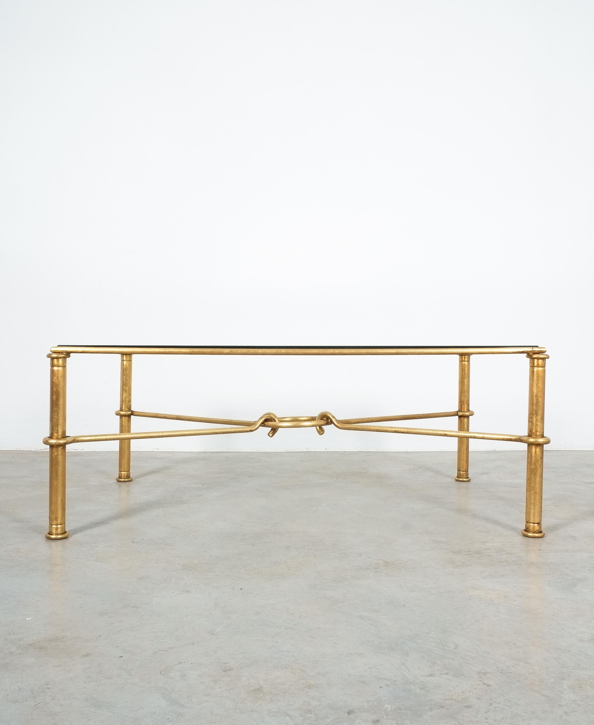Mid-Century Modern Hermes Gilt Iron Coffee Table by Giovanni Banci, Italy, Midcentury