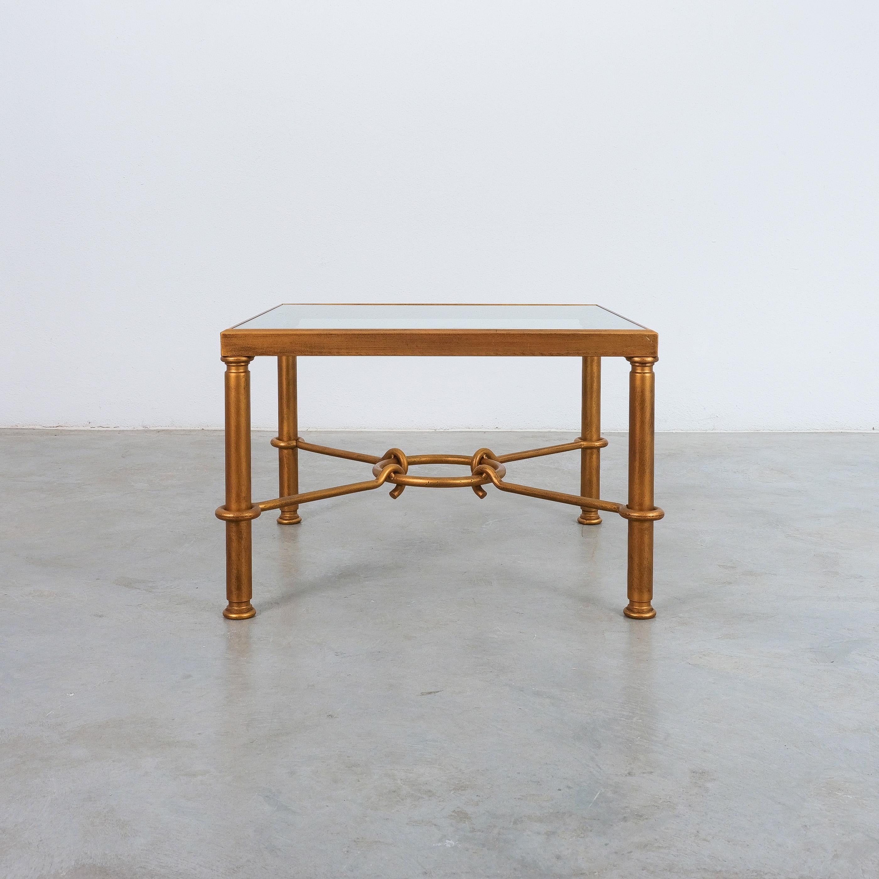 Glass Hermes Gilt Iron Coffee Table by Giovanni Banci, Italy, Midcentury
