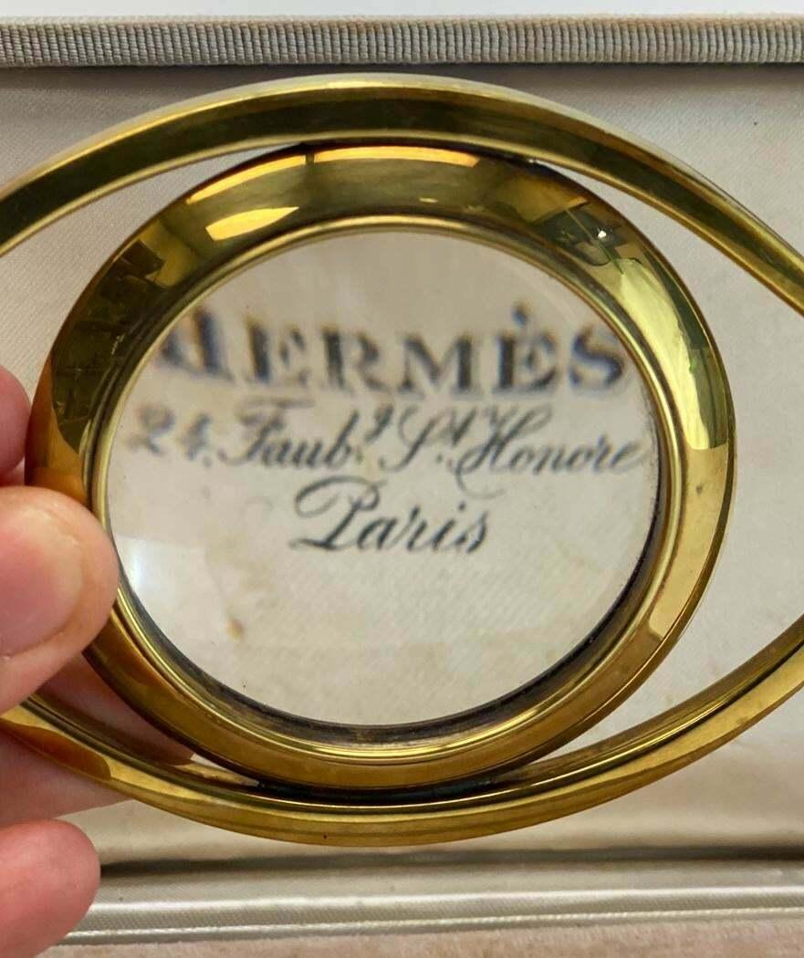 European Hermes Gilt Metal Magnifier Glass For Sale