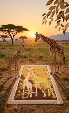 Serviette de plage en éponge « Girafes » d'Hermès