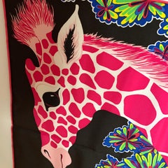 Hermes Giraffes The Three Graces Silk Scarf 90cm Bleu