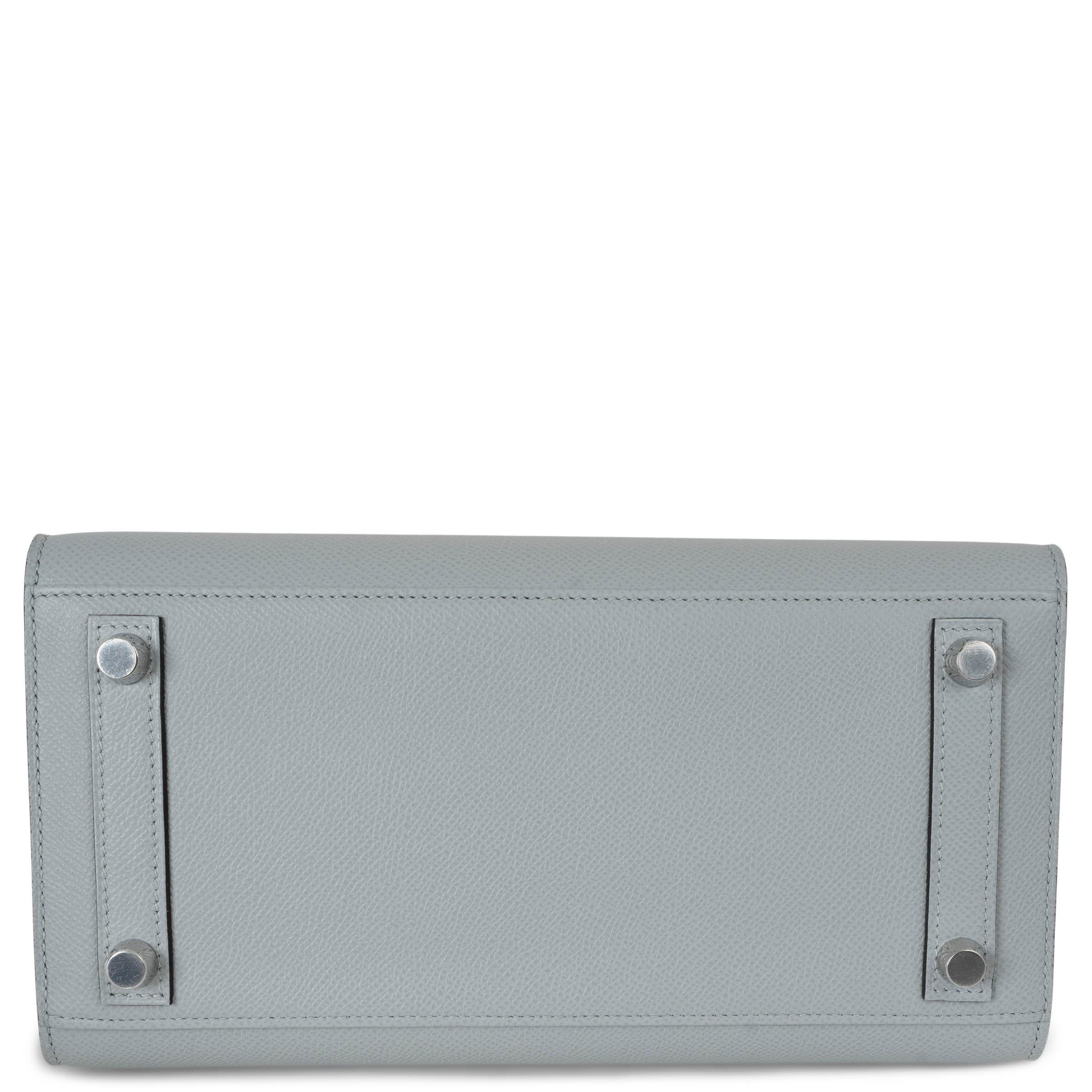 HERMES Glacier grey blue Epsom leather BIRKIN 25 SELLIER Bag Phw In New Condition For Sale In Zürich, CH