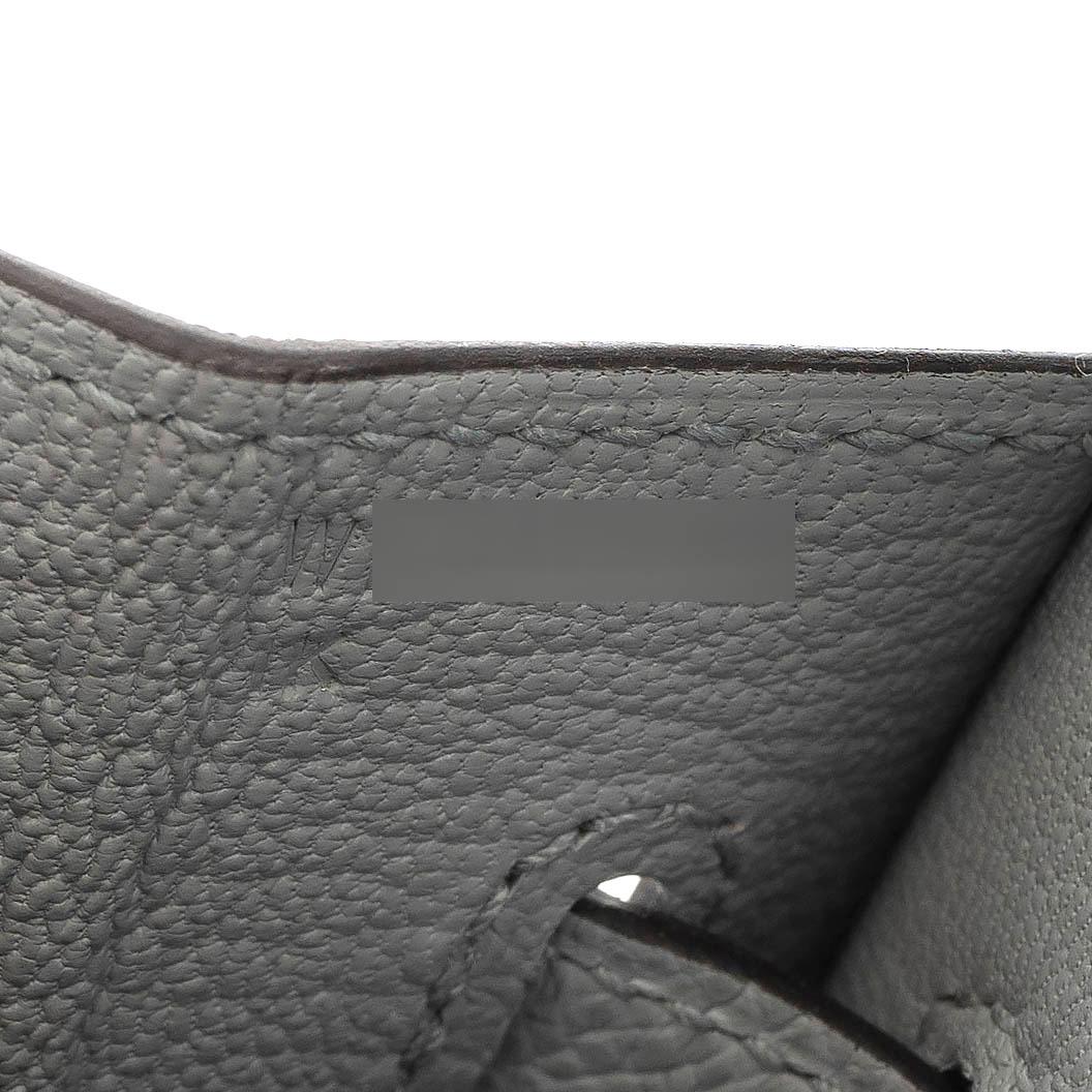 HERMES Glacier grey blue Epsom leather BIRKIN 25 SELLIER Bag Phw For Sale 4