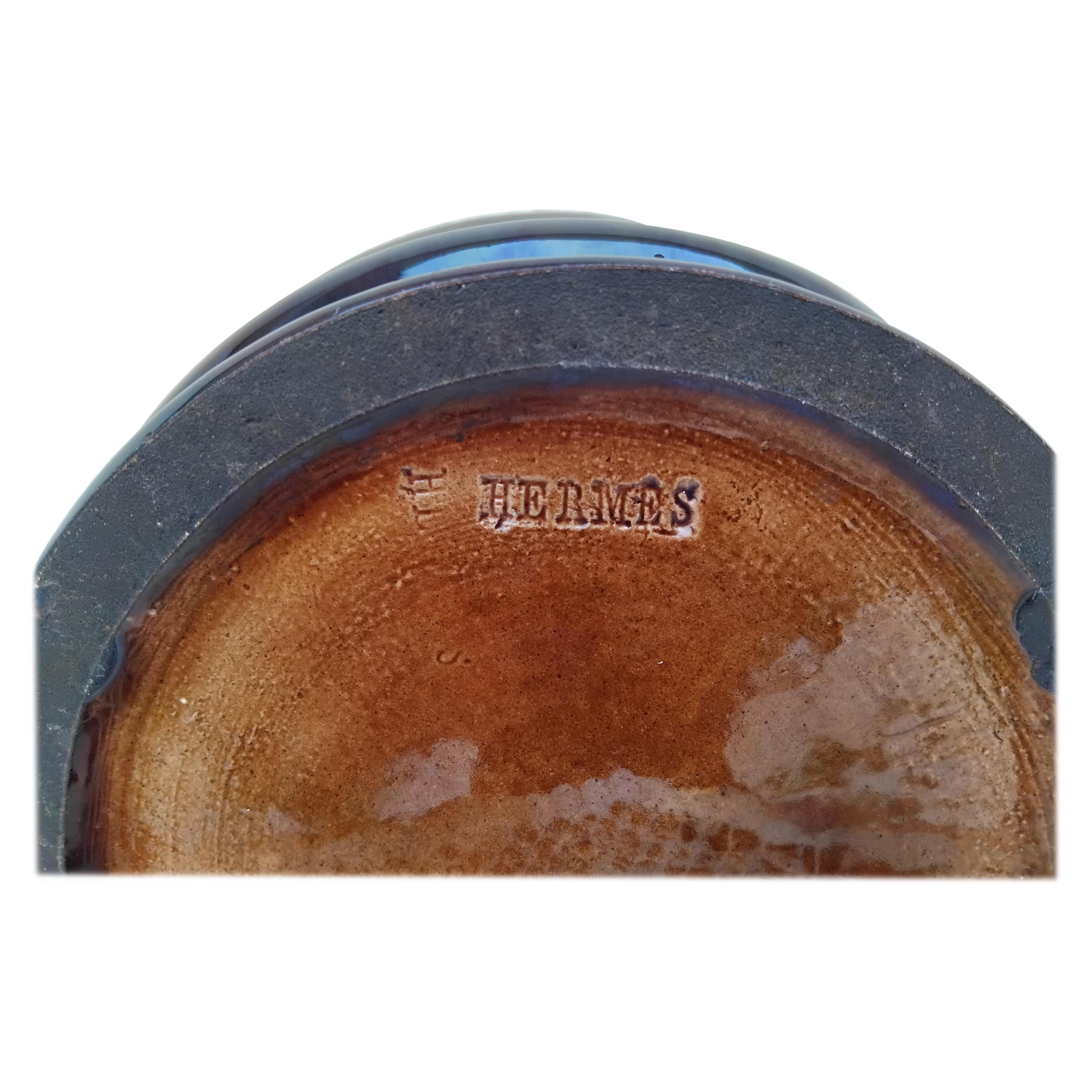 Vaso in terracotta smaltata di Hermès con coperchio a testa di cervo in vendita 11