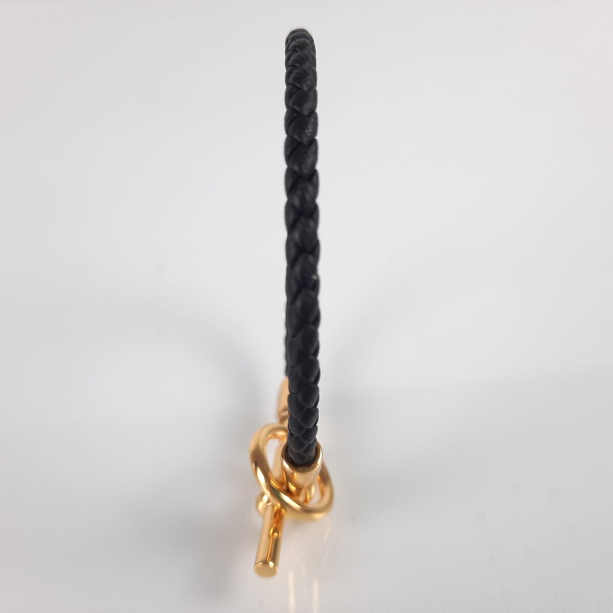  Hermès - Bracelet Glenan en cuir de veau noir Swift, taille T1 14,5 cm Pour femmes 