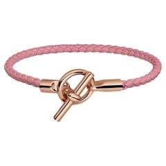 Bracelet Hermès Glenan rose Sakura Swift en cuir de veau, taille T2 15,5 cm