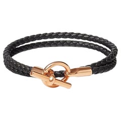 Hermes Glenan Double Tour Bracelet Swift Calfskin Black Size T2 15.5 cm