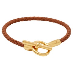 Hermes Glenan Leather Gold Plated Bracelet