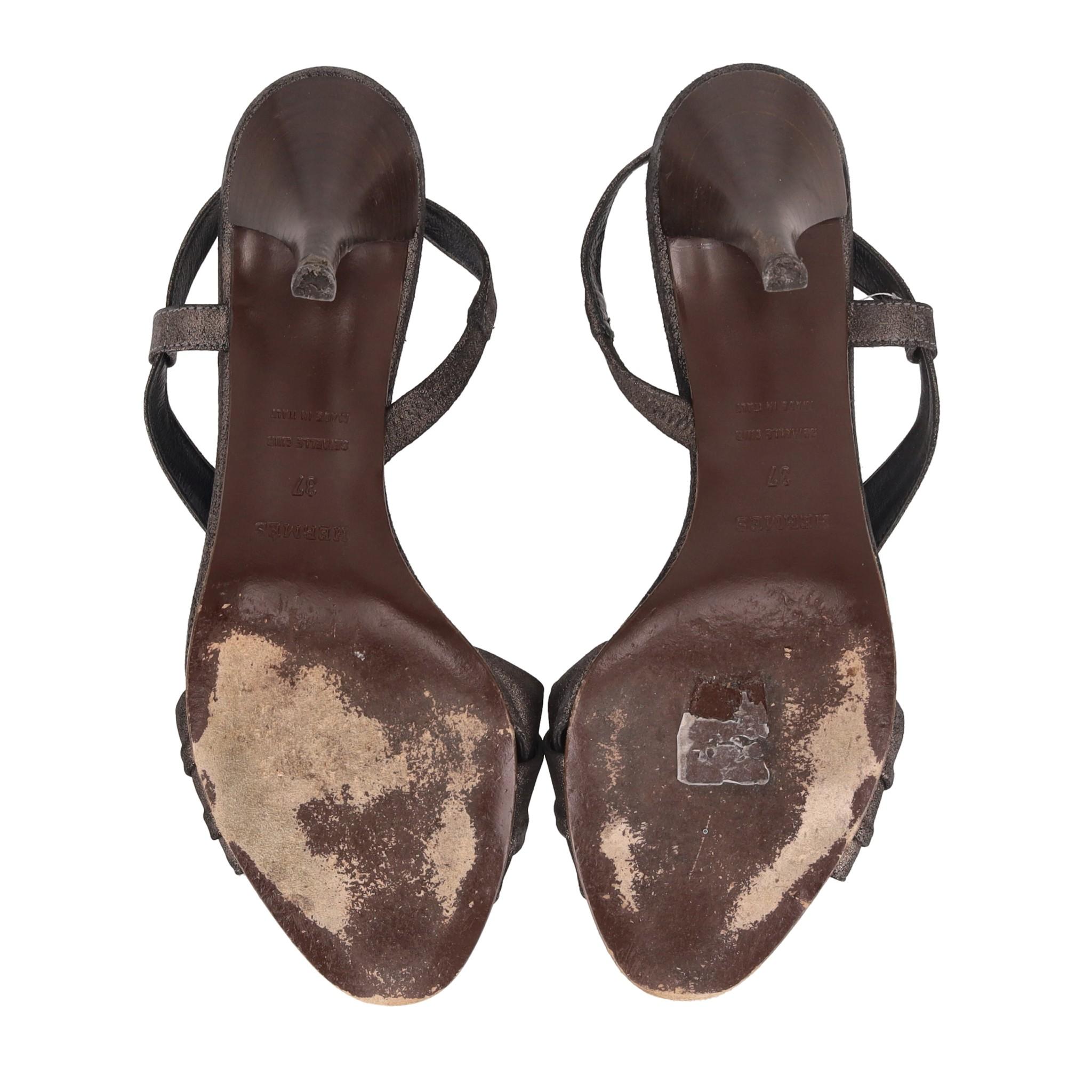 Hermes Glitter Leather Sandals For Sale 1
