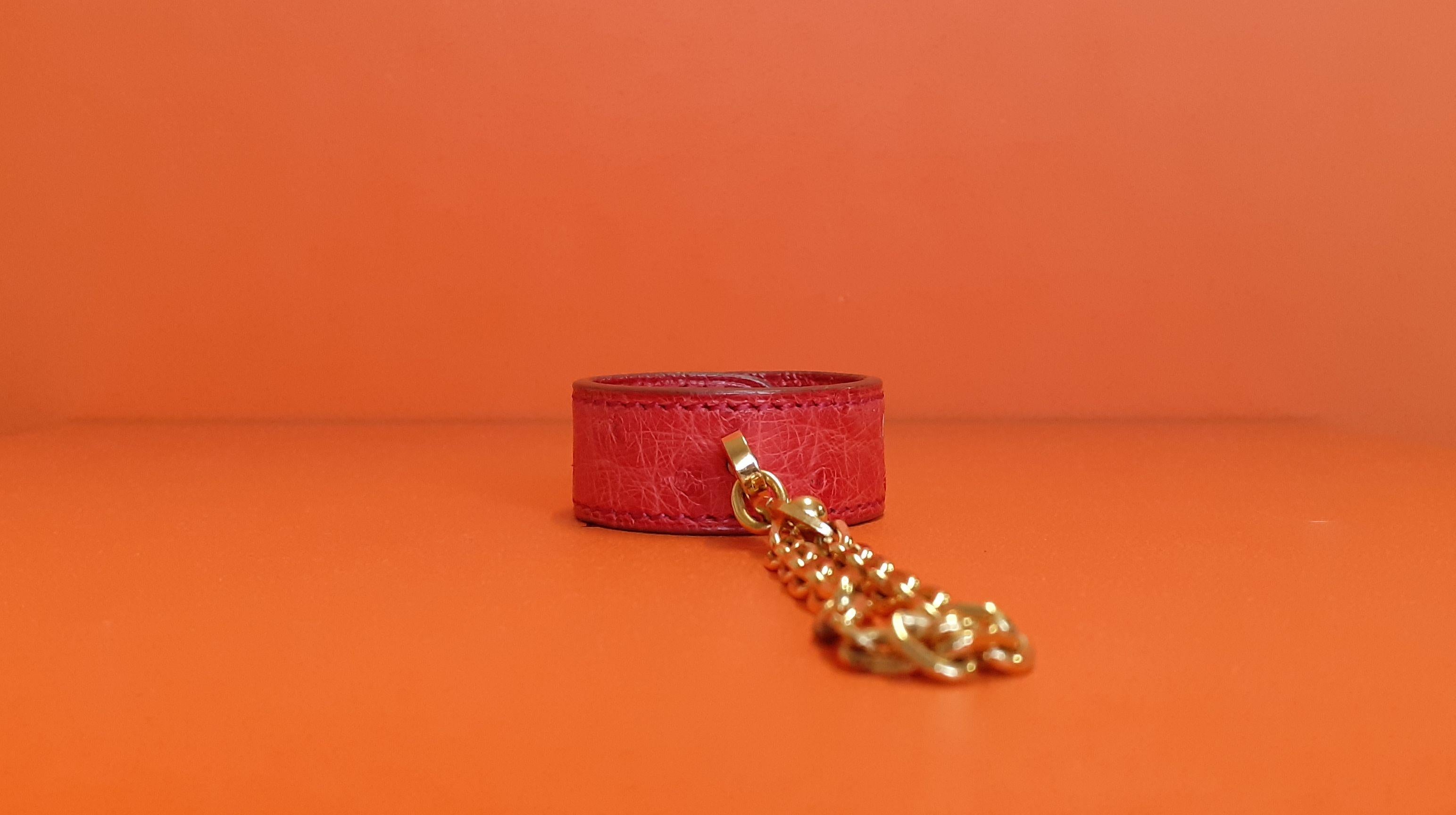Hermès Handschuhe Handschuhhalter Schlüsselanhänger Rot Leder Golden Hdw im Angebot 1