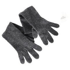 Hermes Gloves Ladies Cashmere Wool Knit Gris Charcoal Gray