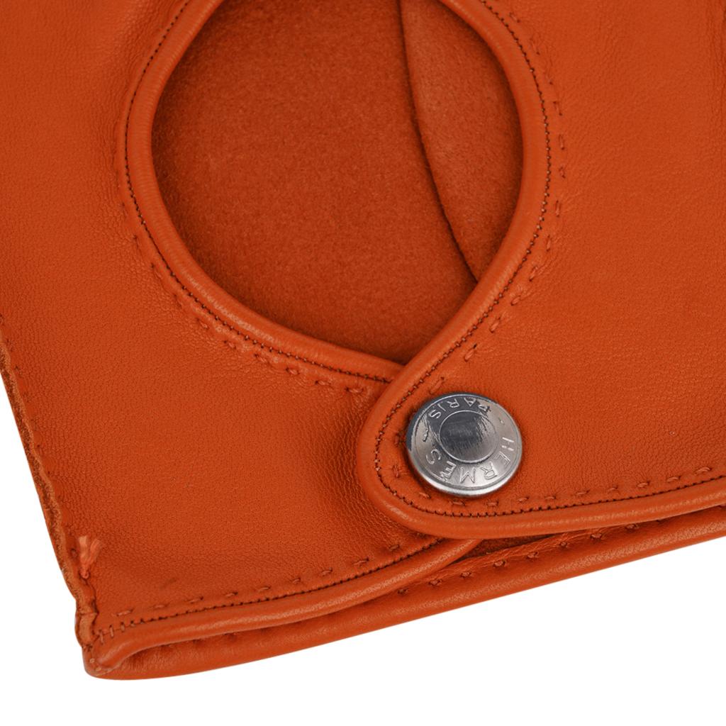 orange leather gloves
