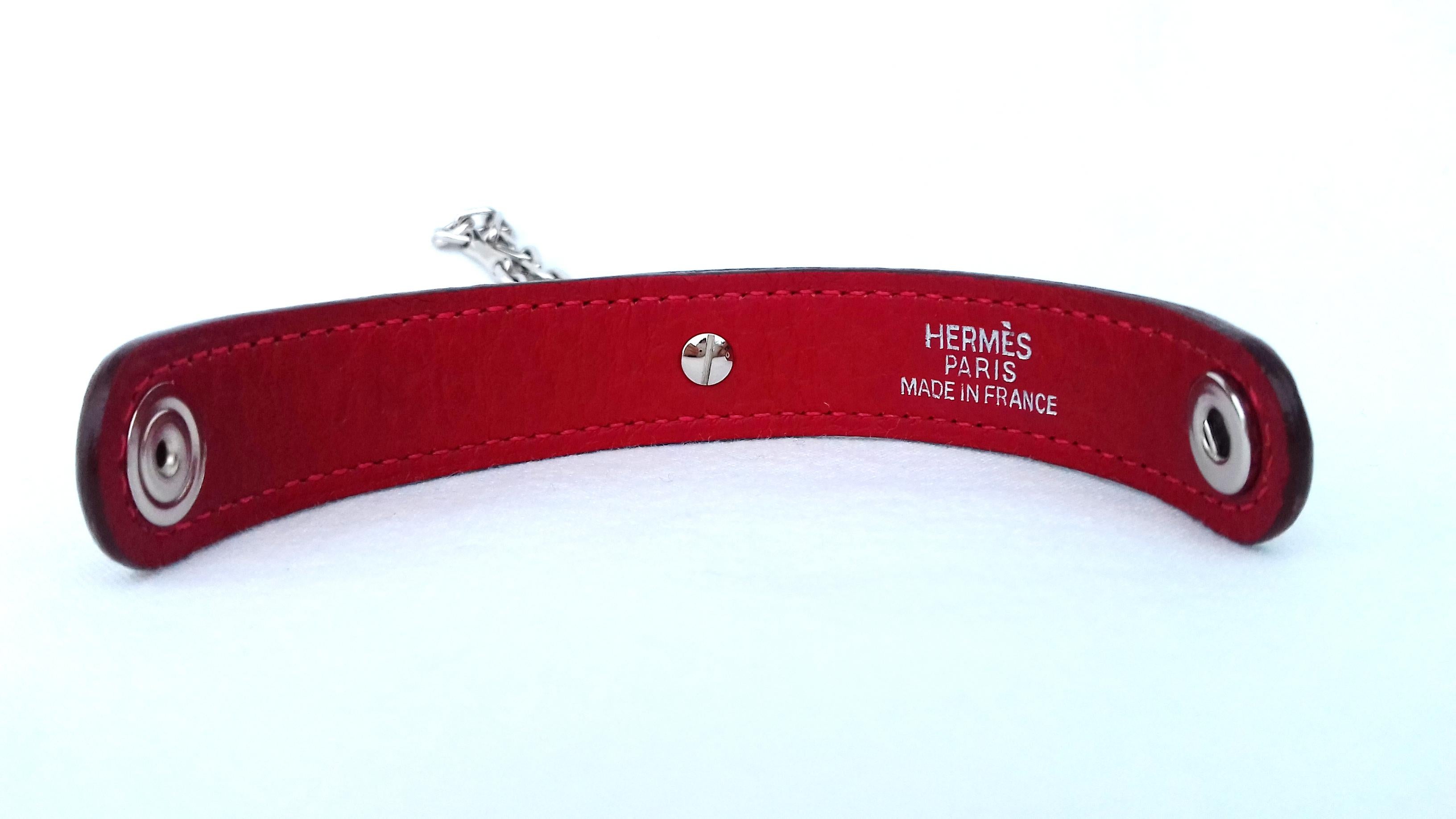 Hermès Gloves Ring Gloves Holder Key Holder Rouge Red Leather Silver Tone Hdw 6
