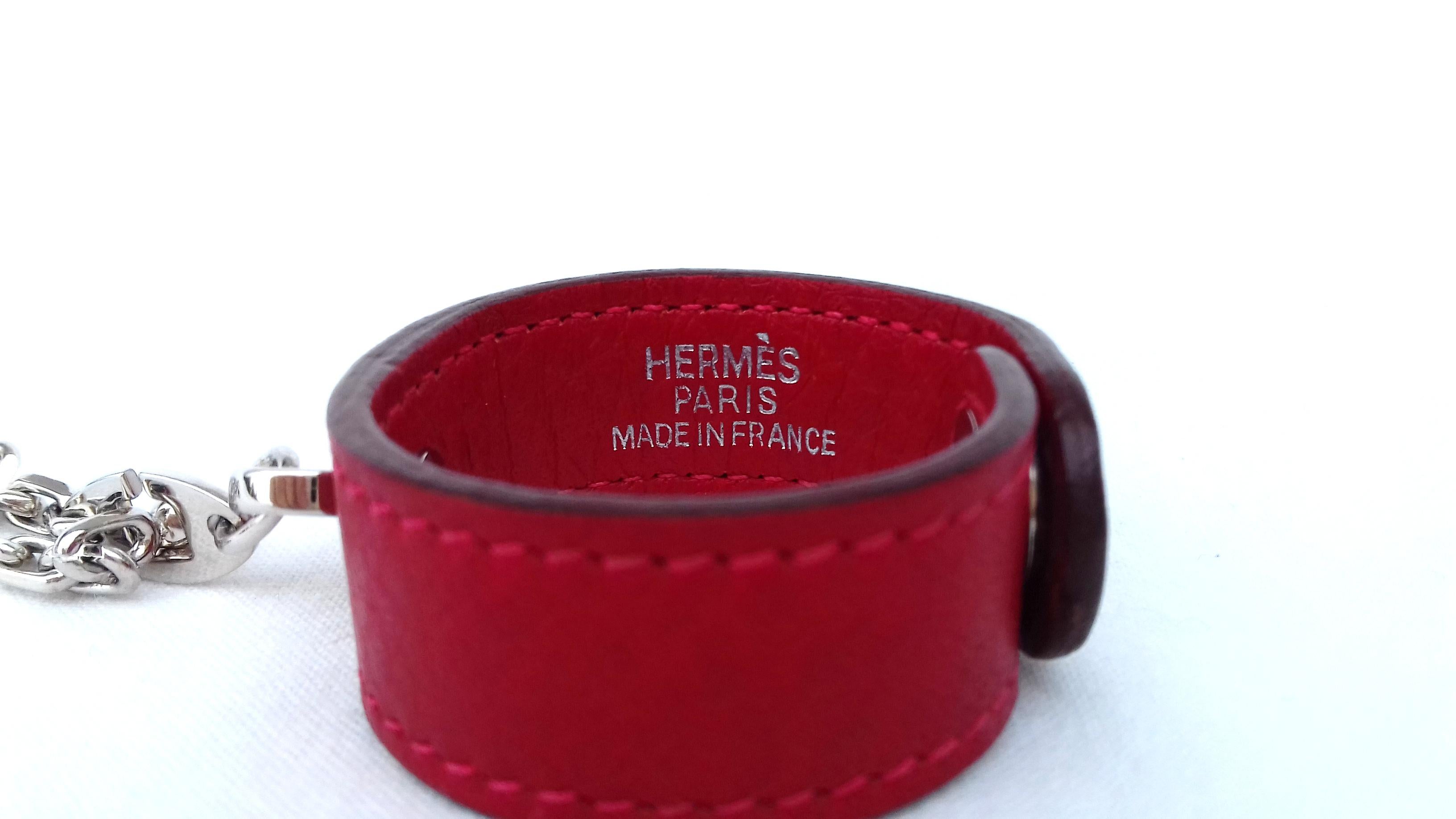 Hermès Gloves Ring Gloves Holder Key Holder Rouge Red Leather Silver Tone Hdw 1
