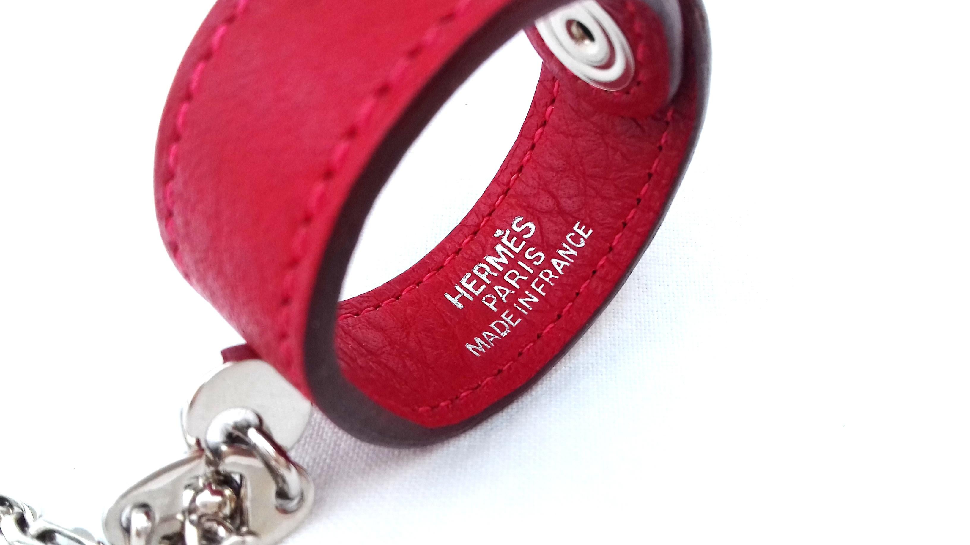 Hermès Gloves Ring Gloves Holder Key Holder Rouge Red Leather Silver Tone Hdw 2