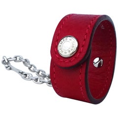 Hermès Gloves Ring Gloves Holder Key Holder Rouge Red Leather Silver Tone Hdw